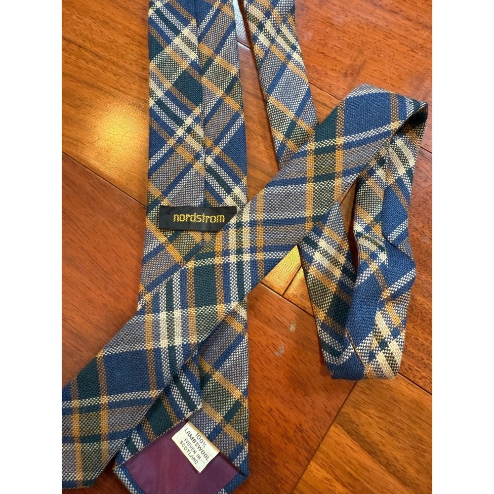 Vintage Nordstrom Lambswool Plaid Tie Skinny Scotland 1970s | 55"L 2.5"W